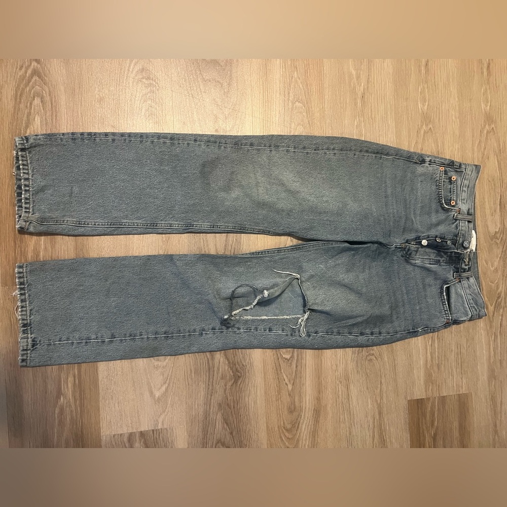 BLUE RIBBED ZARA JEANS!!